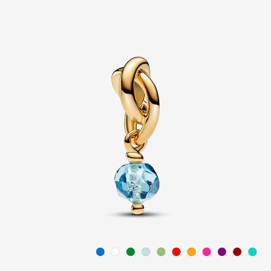 【ME/Moments】PAN Gold Eternity Circle Dangle Charm Pink red blue Green Lucky birthday Birthstones