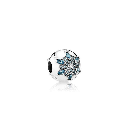 【Moments】Pan Crystalized Snowflake Clip Charm 791997NMB 925 silver Blue
