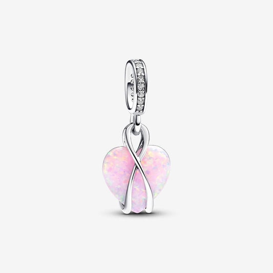 【Moments】Pan Mom Opalescent Heart Dangle Charm 793202C01 925 silver pink infinite love