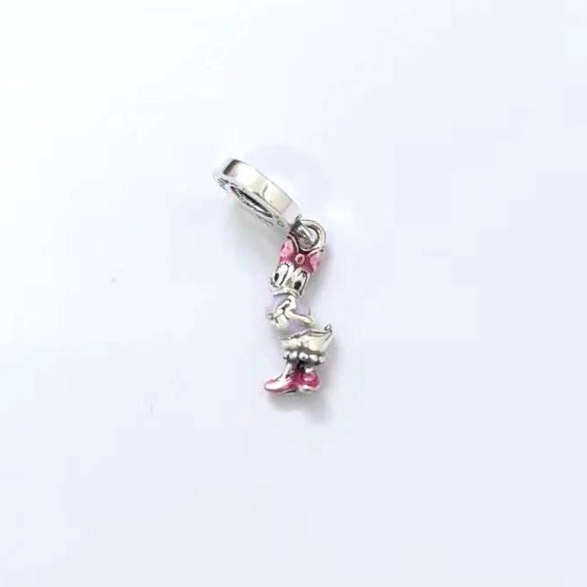 【Moments】Pan Disney Daisy Duck Dangle Charm 793249C01 Purple pink bow 925 silver Animal Cartoon pandant