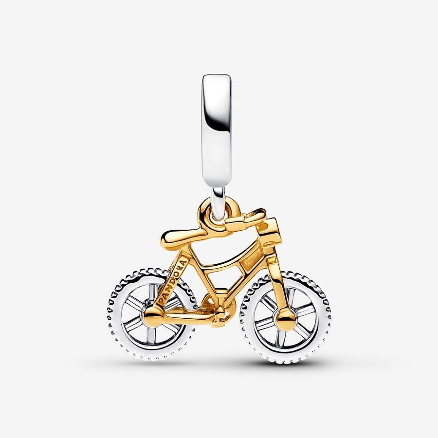 【Moments】PAN Two-tone Spinning Wheels Bicycle Dangle Charm 763354C01 two-tone Sterling silver