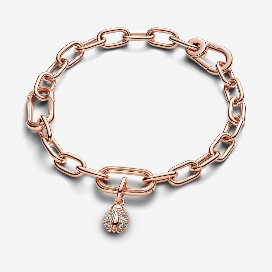 【ME/Moments】PAN Lucky Ladybird Mini Dangle Charm necklace pendant 783043C01 Rose gold insect