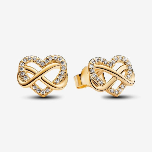 Sparkling Infinity Heart Stud Earrings 262667C01 gold Lover Classic infinity symbol earring small