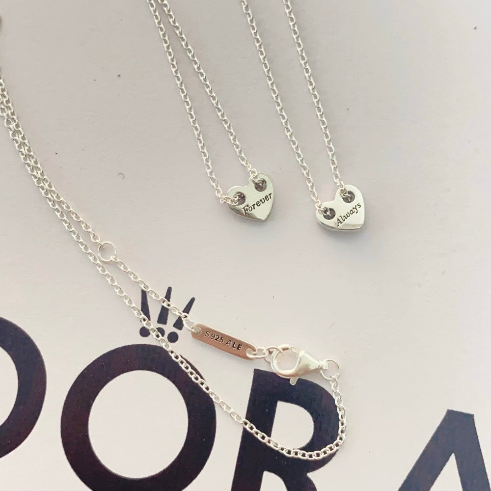 PAN Forever & Always Splittable Heart Collier Necklaces 393207C00 2in1 set 925 silver stacking chain