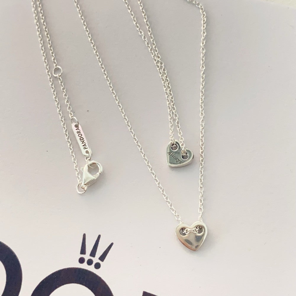 PAN Forever & Always Splittable Heart Collier Necklaces 393207C00 2in1 set 925 silver stacking chain