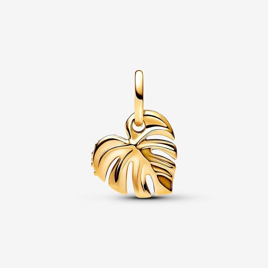 【ME/Moments】 PAN Gold Sparkling Monstera Leaf Dangle Charm 763349C01 pendant