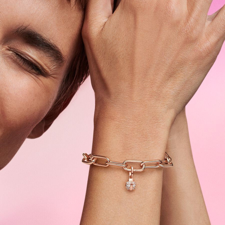 【ME/Moments】PAN Lucky Ladybird Mini Dangle Charm necklace pendant 783043C01 Rose gold insect