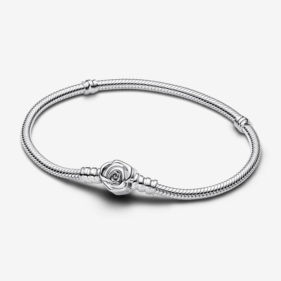 【Moments】PAN Rose in Bloom Clasp Snake Chain Bracelet 593211C00 925 silver