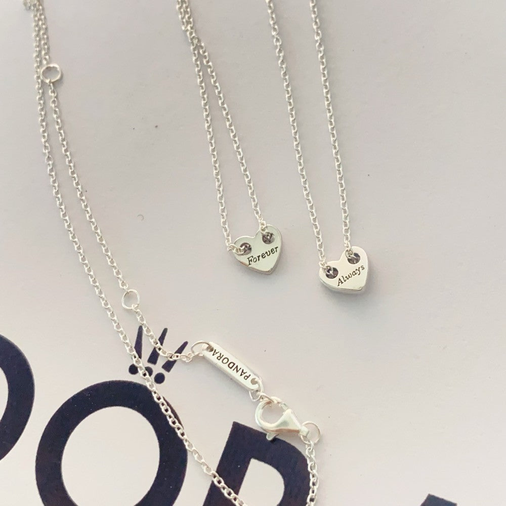 PAN Forever & Always Splittable Heart Collier Necklaces 393207C00 2in1 set 925 silver stacking chain