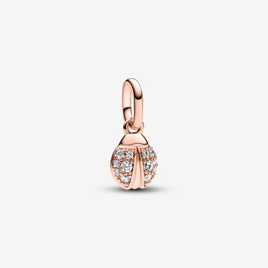 【ME/Moments】PAN Lucky Ladybird Mini Dangle Charm necklace pendant 783043C01 Rose gold insect