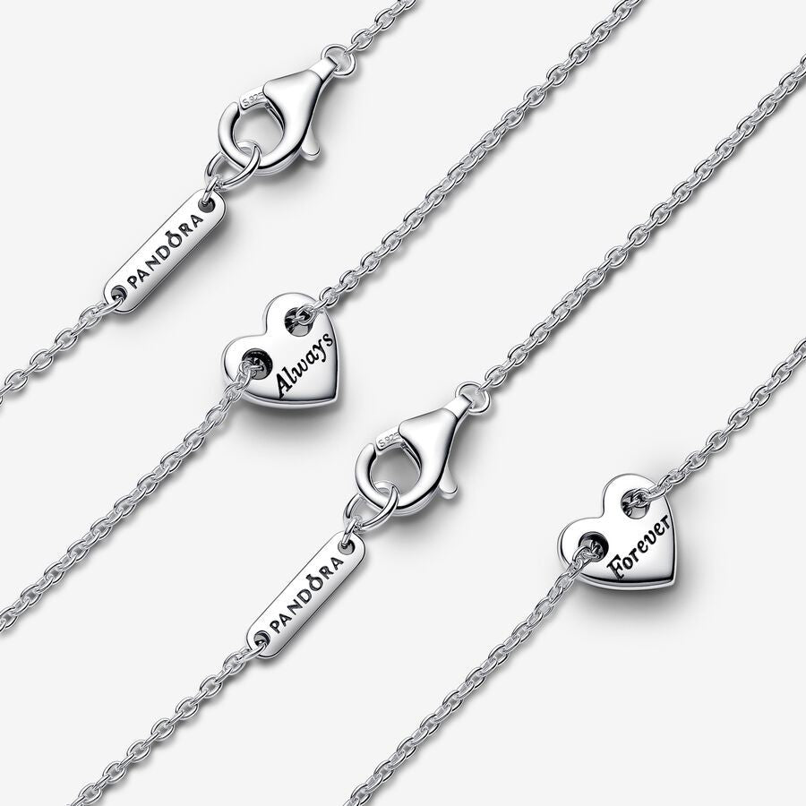 PAN Forever & Always Splittable Heart Collier Necklaces 393207C00 2in1 set 925 silver stacking chain