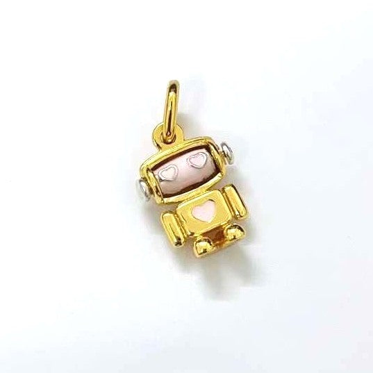 【Moments】 PAN Gold Spinnable Face Robot Dangle Charm 763441C01 shining charm Cartoon