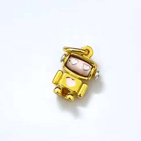 【Moments】 PAN Gold Spinnable Face Robot Dangle Charm 763441C01 shining charm Cartoon