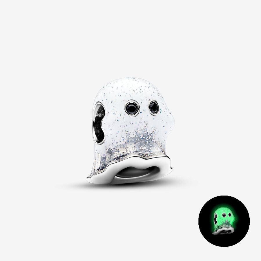 【Moments】PAN Glow in the dark Boo Ghost Charm 793404C01  925 Silver white Halloween