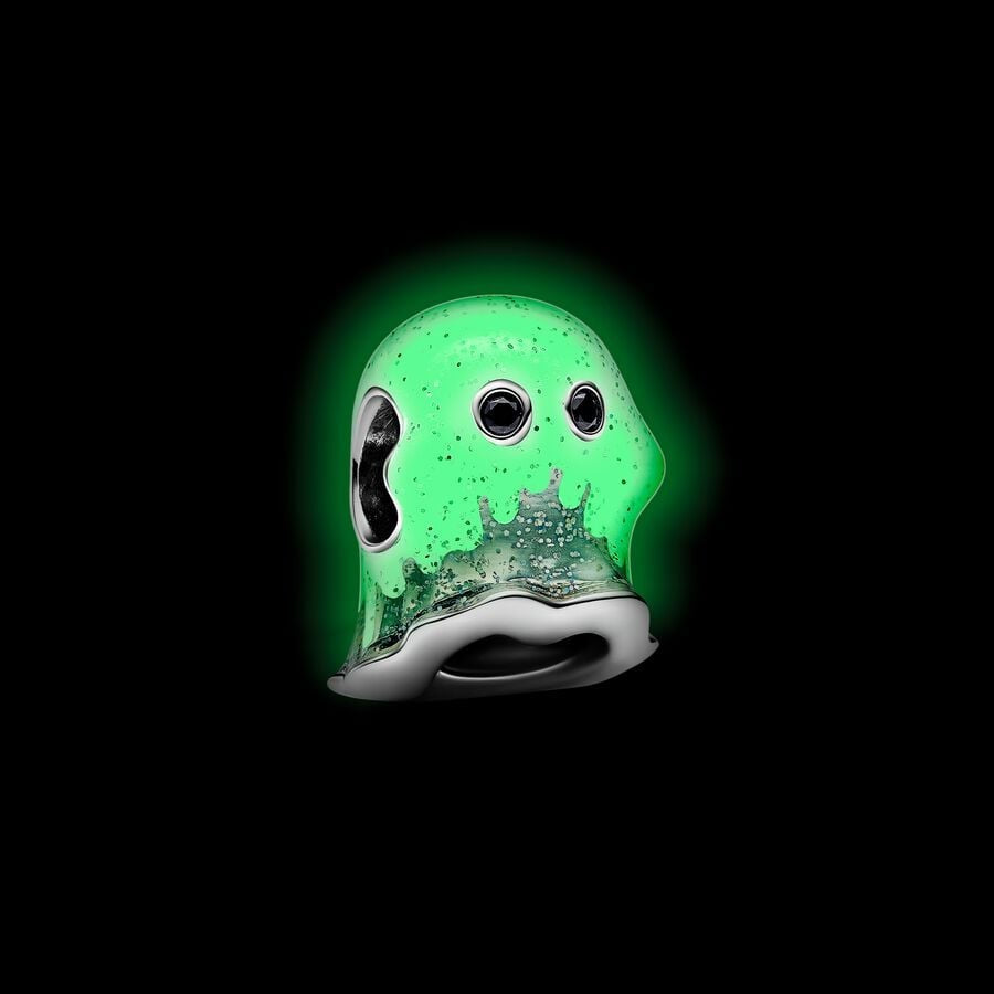 【Moments】PAN Glow in the dark Boo Ghost Charm 793404C01  925 Silver white Halloween