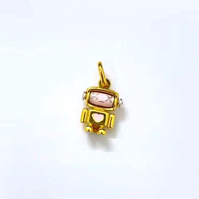 【Moments】 PAN Gold Spinnable Face Robot Dangle Charm 763441C01 shining charm Cartoon
