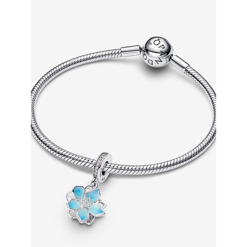 【Moments】PAN Blue Blossom Dangle Charm pink and white silver pendant 790667C01 790667C02 925 silver