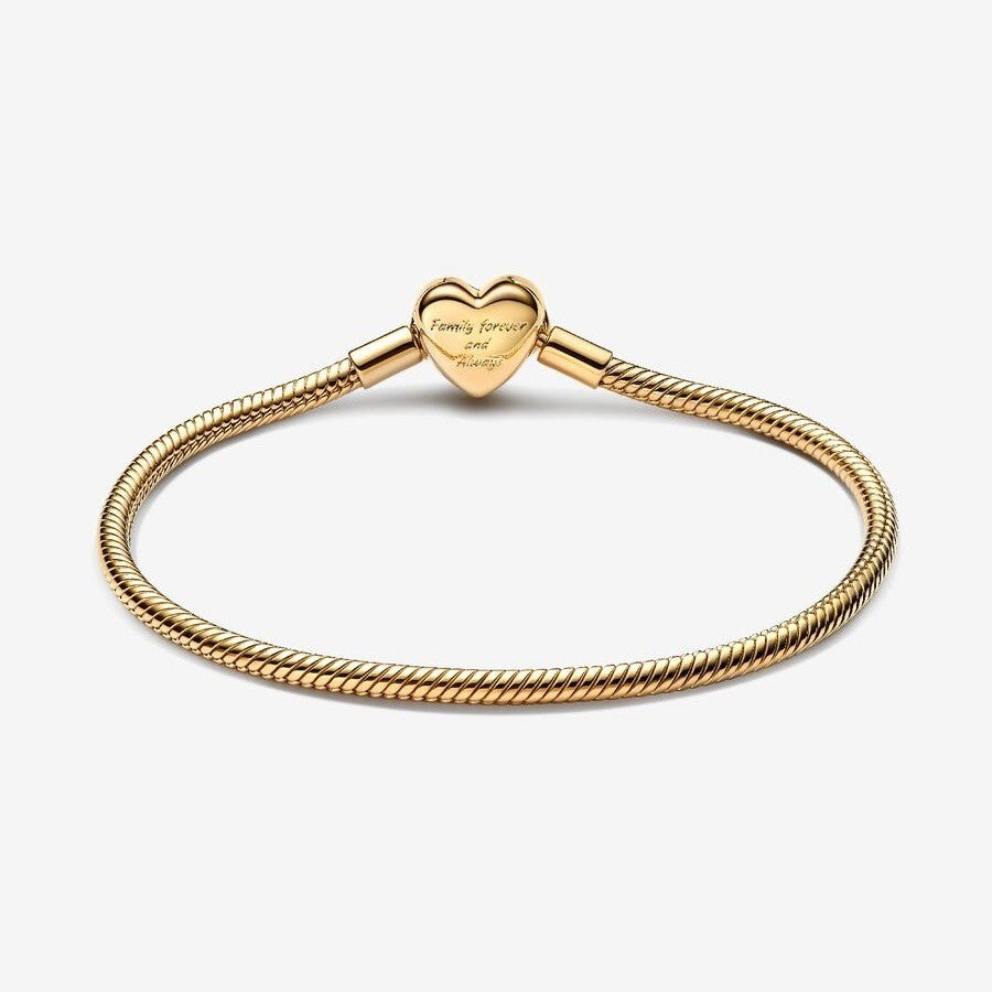 【Moments】PAN Sparkling Infinity Heart Clasp Snake Chain Bracelet 14k gold plating 563758C01