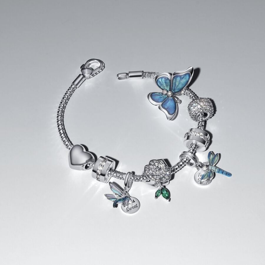 【Moments】 Pan Oversized Butterfly Charm 793747C01 Sterling silver 925 silver Blue insect