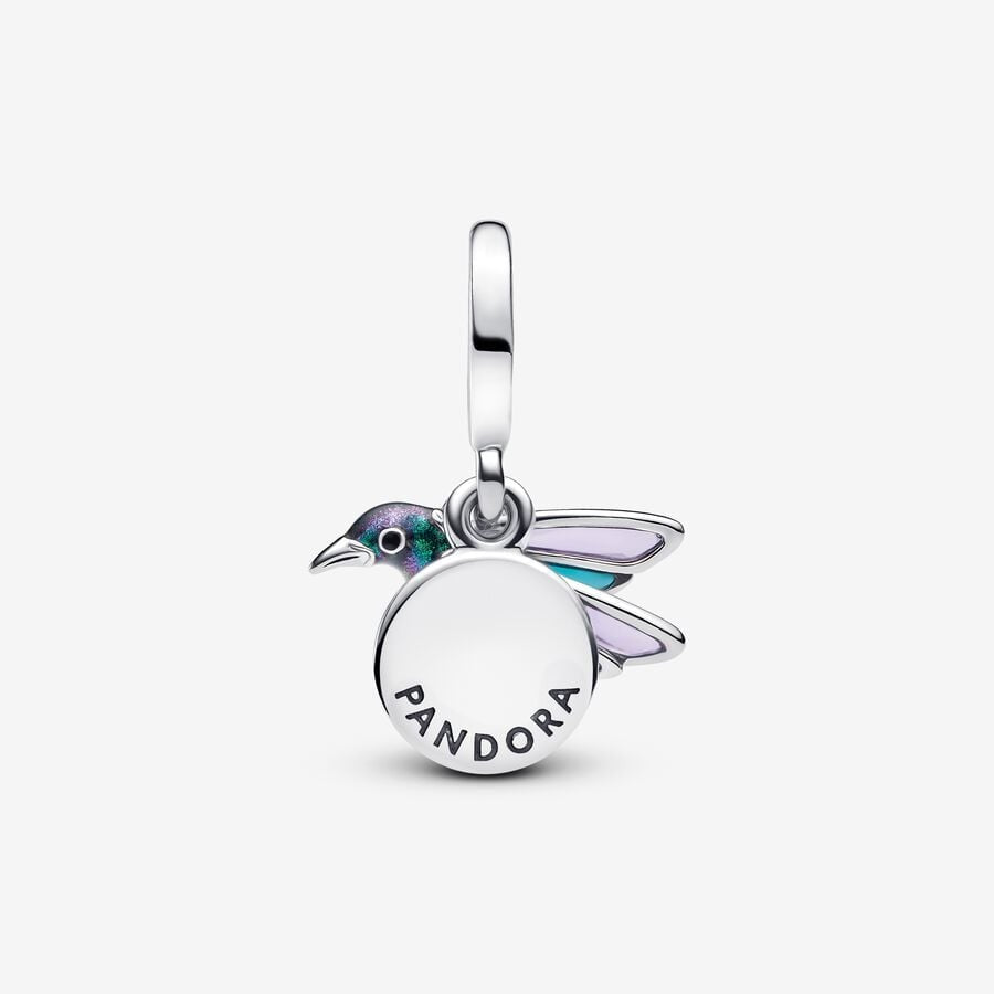 【Moments】 Pan Hummingbird Double Dangle Charm 793746C01 Sterling silver 925 silver Blue Flying