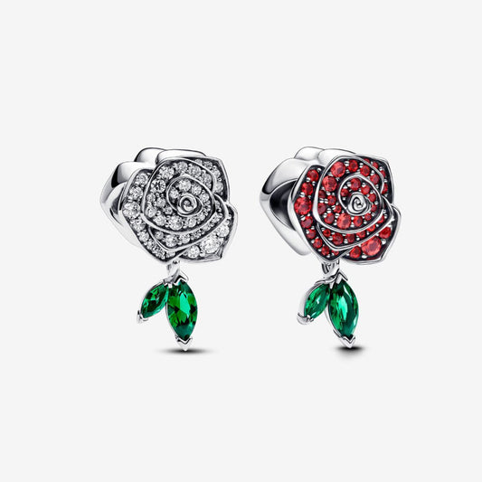 【Moments】Pan Sparkling Rose in Bloom Charm 793201C01 925 silver Sterling silver red 793201C02 green
