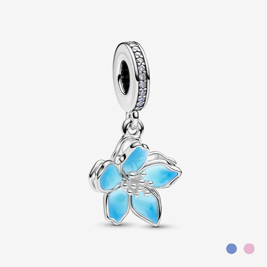 【Moments】PAN Blue Blossom Dangle Charm pink and white silver pendant 790667C01 790667C02 925 silver