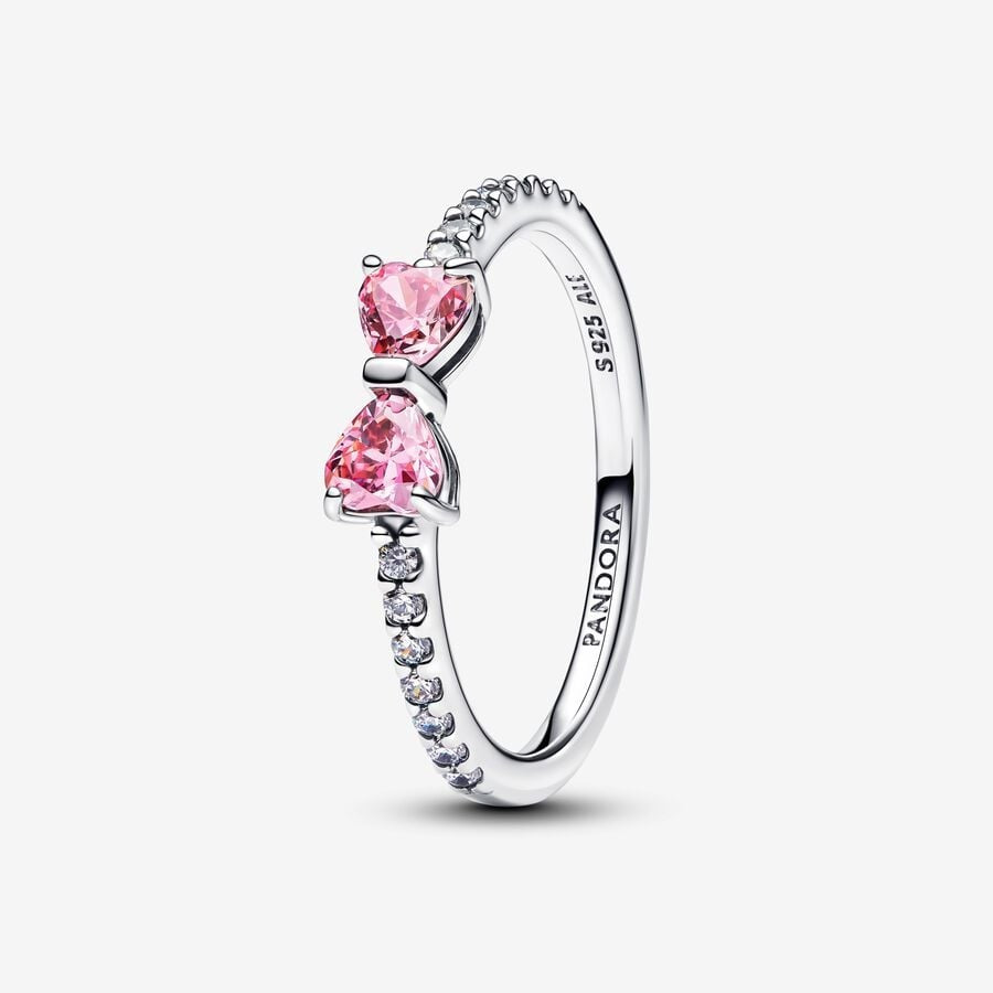Pan Sparkling Pink Bow Ring sterling silver 193510C01 Sterling silver Cute bow 925 silver