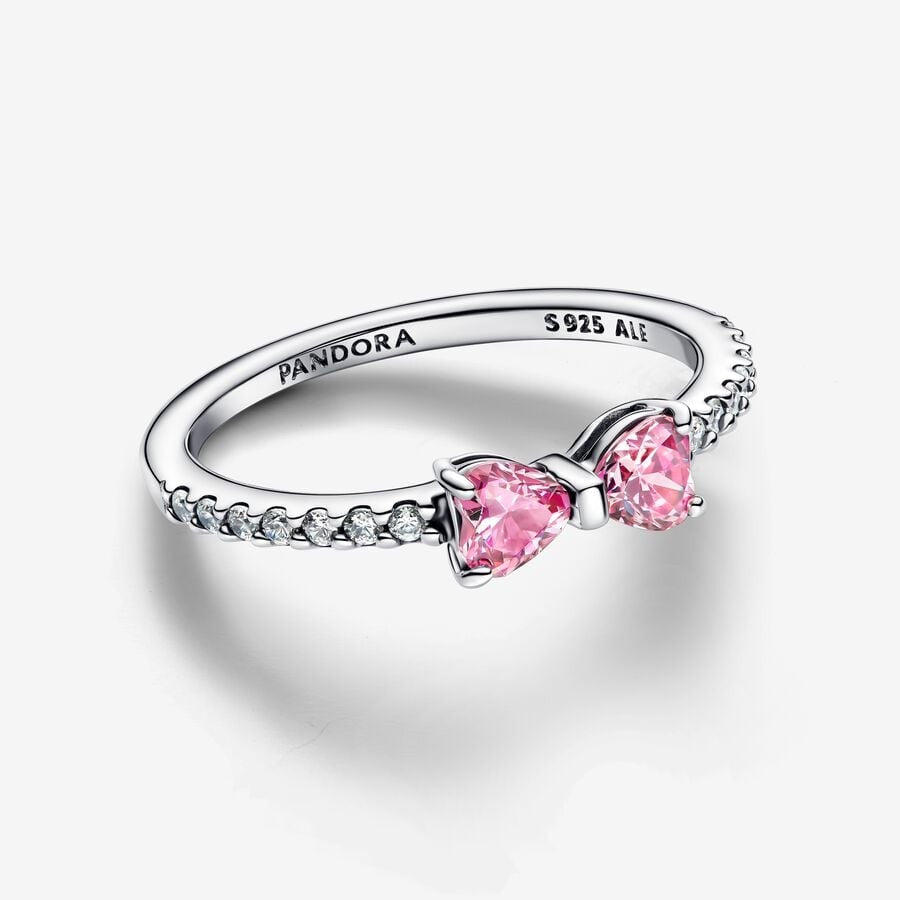 Pan Sparkling Pink Bow Ring sterling silver 193510C01 Sterling silver Cute bow 925 silver