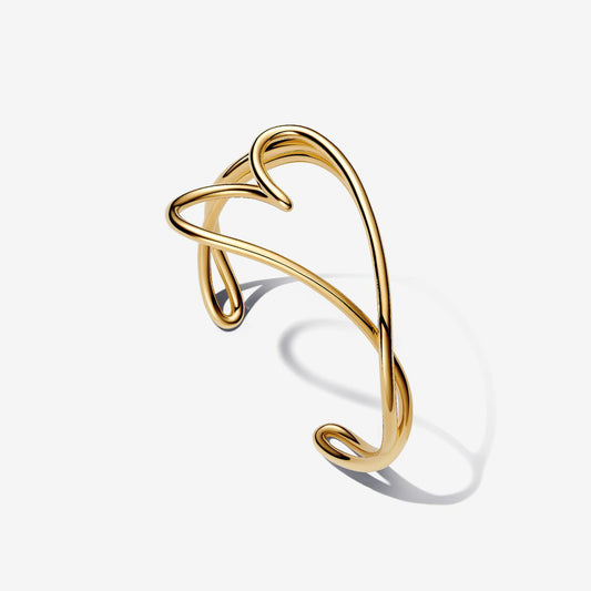 PAN Organically Shaped Heart Bangle 563808C00 Gold-plated cuff bracelets for every occasion