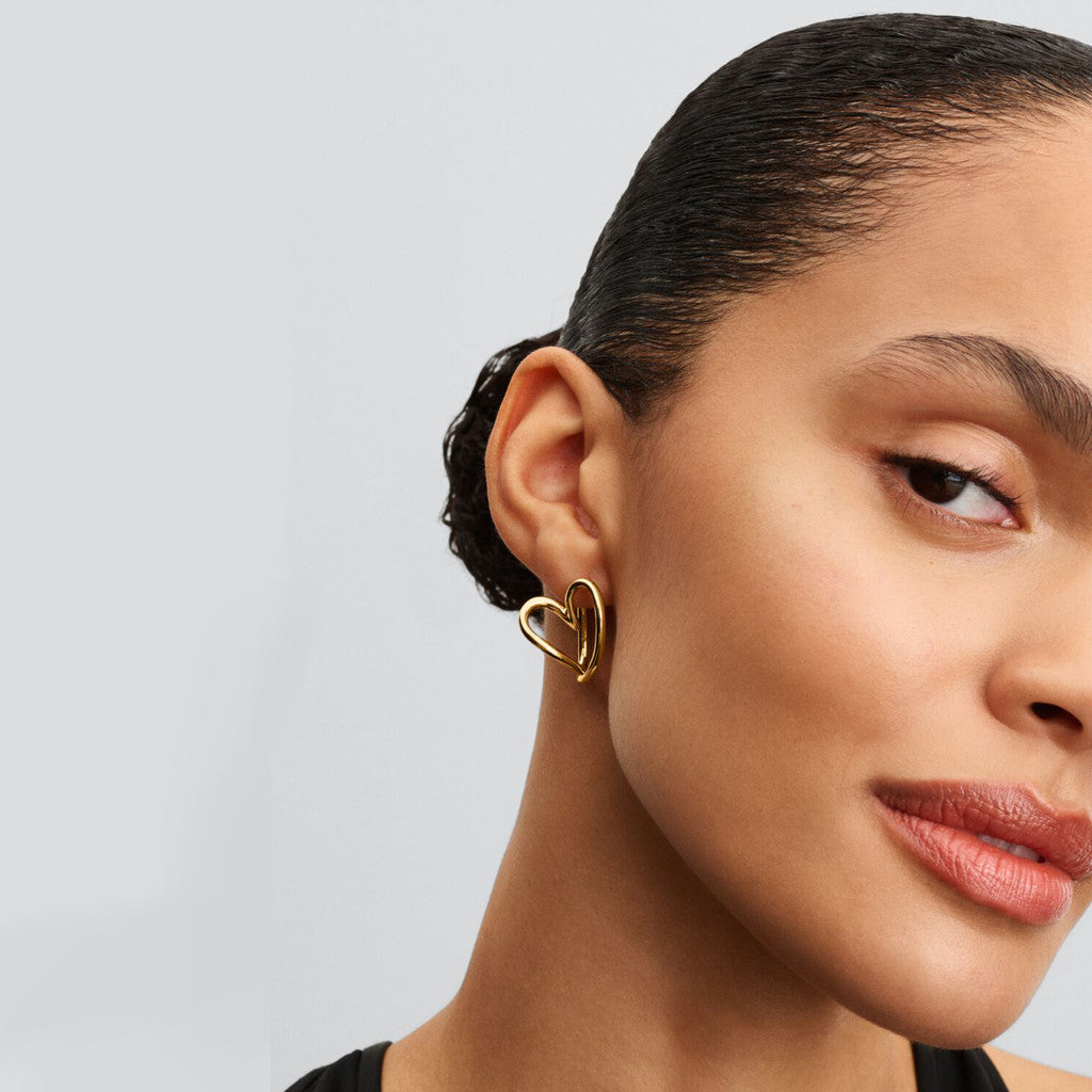 PAN Organically Shaped Heart Hoop Earrings 263807C00  Gold-plated Fashion big gold hoop earrings