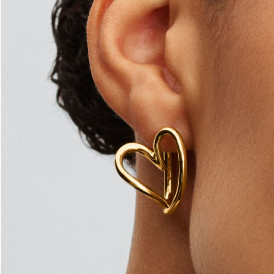 PAN Organically Shaped Heart Hoop Earrings 263807C00  Gold-plated Fashion big gold hoop earrings
