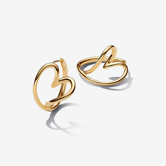 PAN Organically Shaped Heart Hoop Earrings 263807C00  Gold-plated Fashion big gold hoop earrings