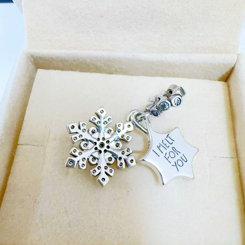 【Moments】Opalescent Snowflake Double Dangle Charm Pendant 925 silver 794142C01 Christmas