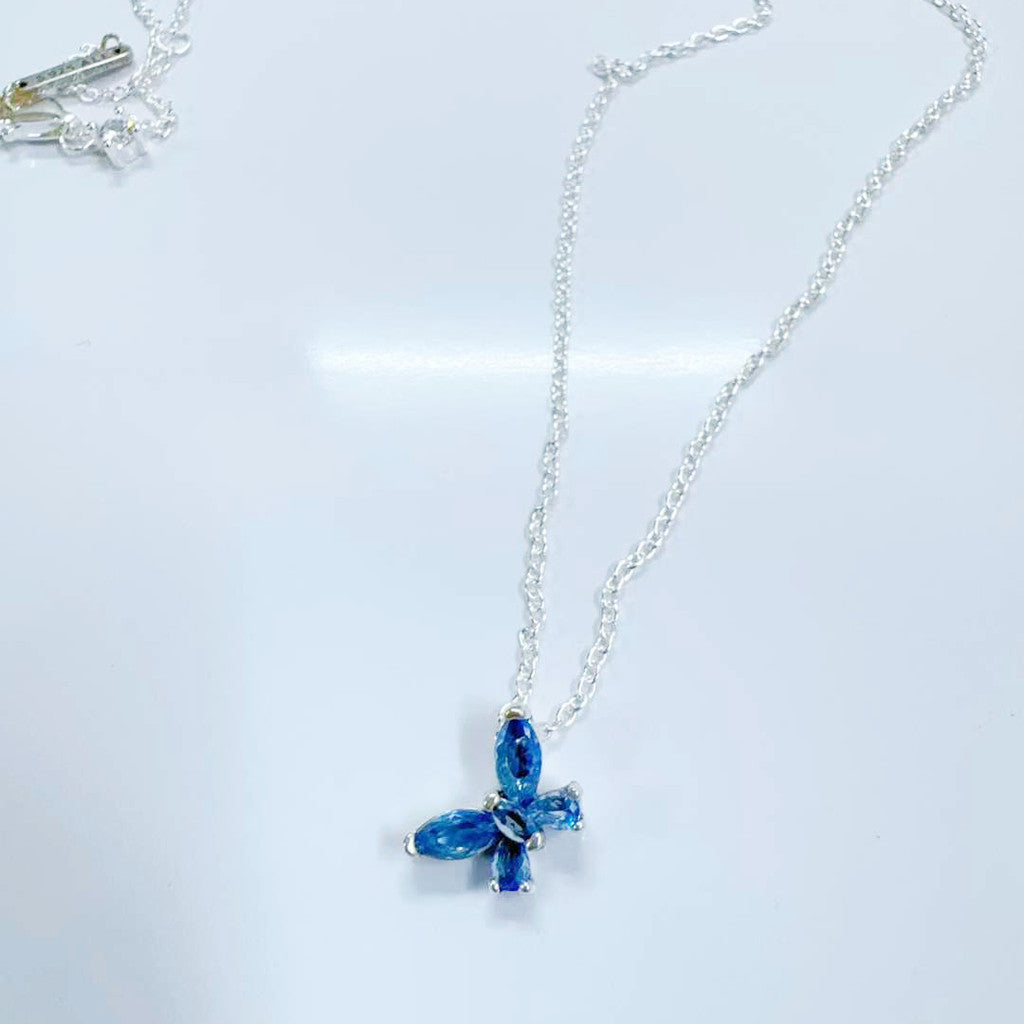 PAN Butterfly Pendant Necklace 394232C01 Blue 925 silver for girl gift Valentine's Day for girl