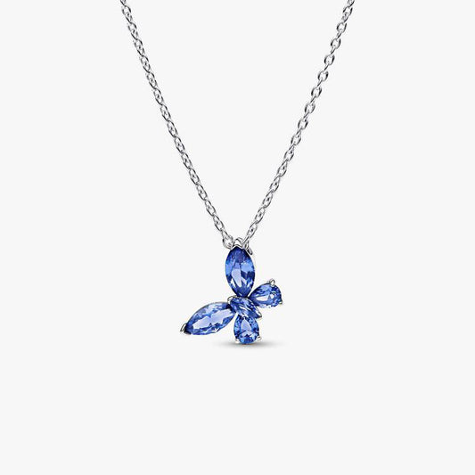 PAN Butterfly Pendant Necklace 394232C01 Blue 925 silver for girl gift Valentine's Day for girl