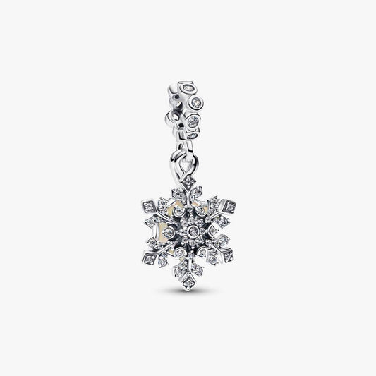 【Moments】Opalescent Snowflake Double Dangle Charm Pendant 925 silver 794142C01 Christmas