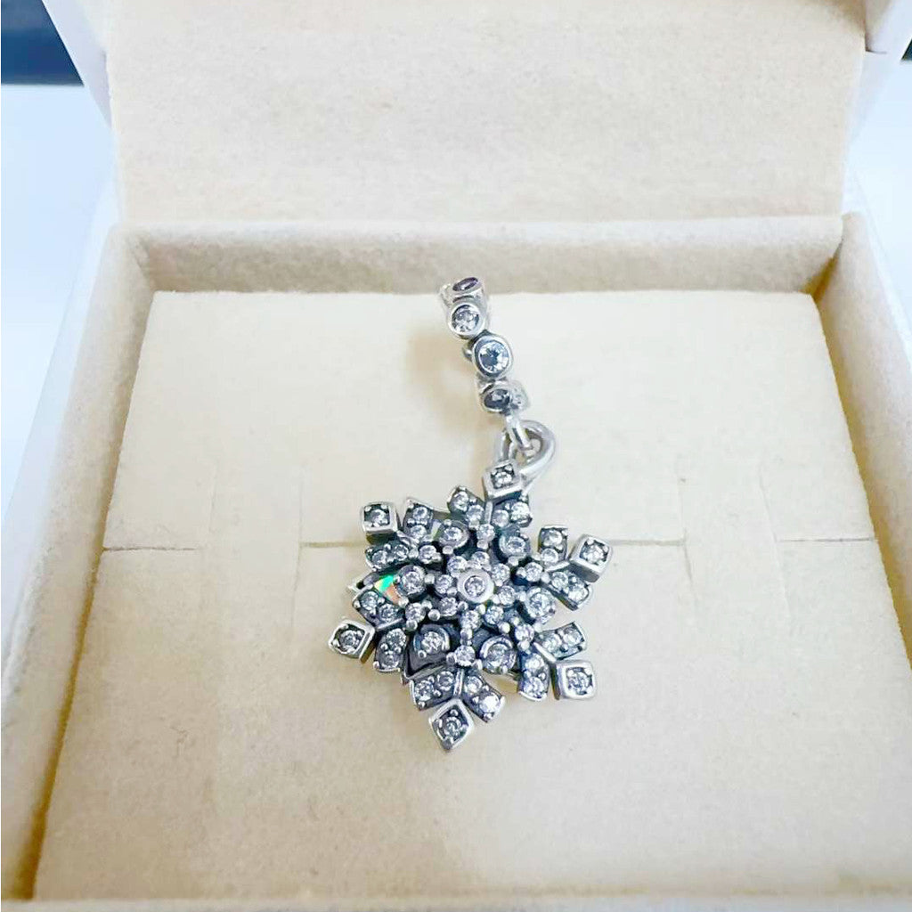 【Moments】Opalescent Snowflake Double Dangle Charm Pendant 925 silver 794142C01 Christmas