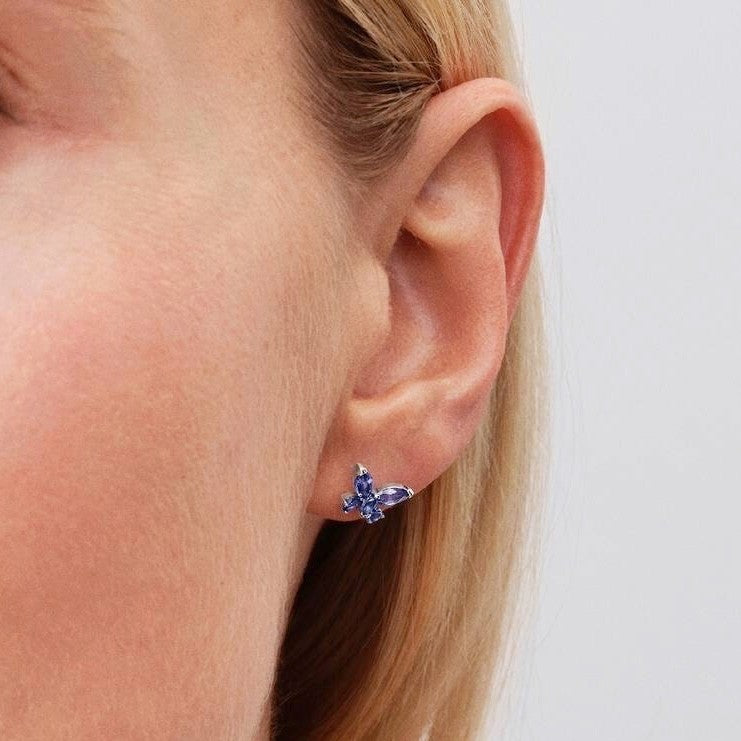 PAN Blue Butterfly Stud Earrings 294230C01 small Hypoallergenic Sterling silver 925 silver