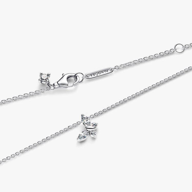 PAN Butterfly Pendant Necklace 394266C01 crystal 925 silver for girl gift Cute cartoon