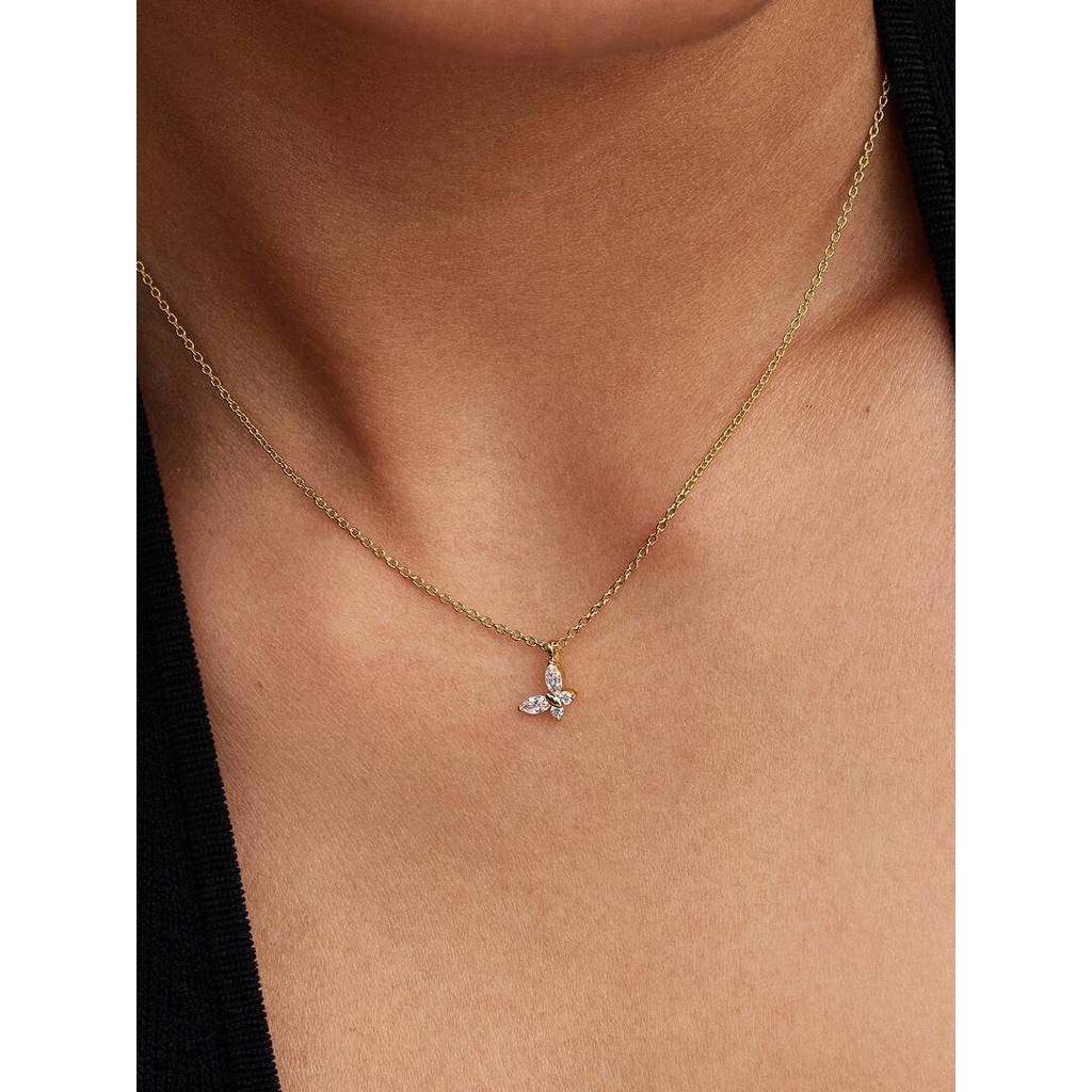 PAN Butterfly Pendant Necklace 394266C01 crystal 925 silver for girl gift Cute cartoon