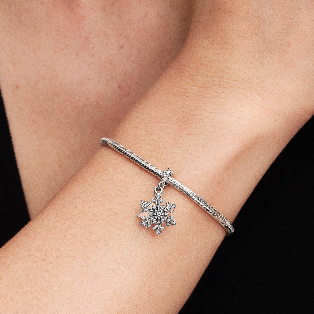 【Moments】Opalescent Snowflake Double Dangle Charm Pendant 925 silver 794142C01 Christmas
