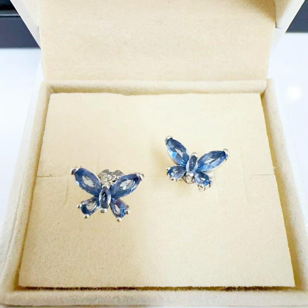 PAN Blue Butterfly Stud Earrings 294230C01 small Hypoallergenic Sterling silver 925 silver