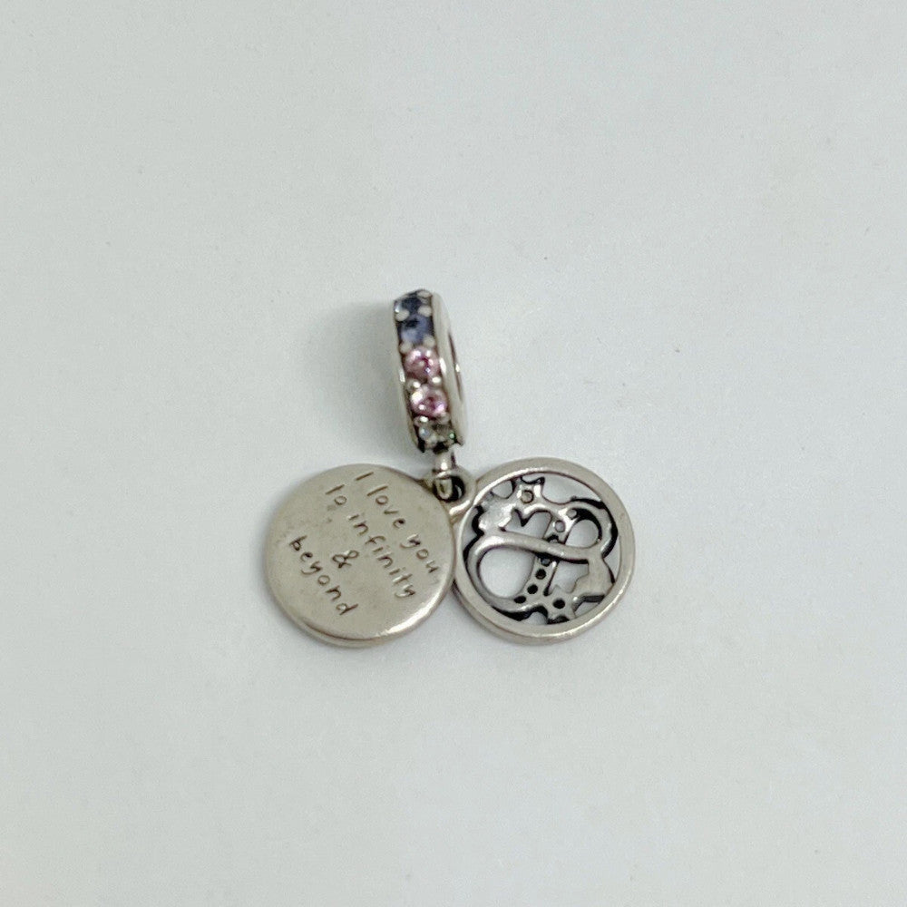 【Moments】Glittering Infinity Hearts and Stars Dangle Pendant 925 silver Purple Pink 798829C01