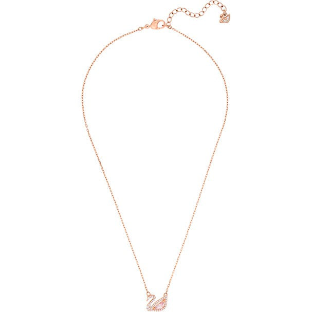 Swarovski Dazzling Swan Necklace romantic female chain rose gold pink stone